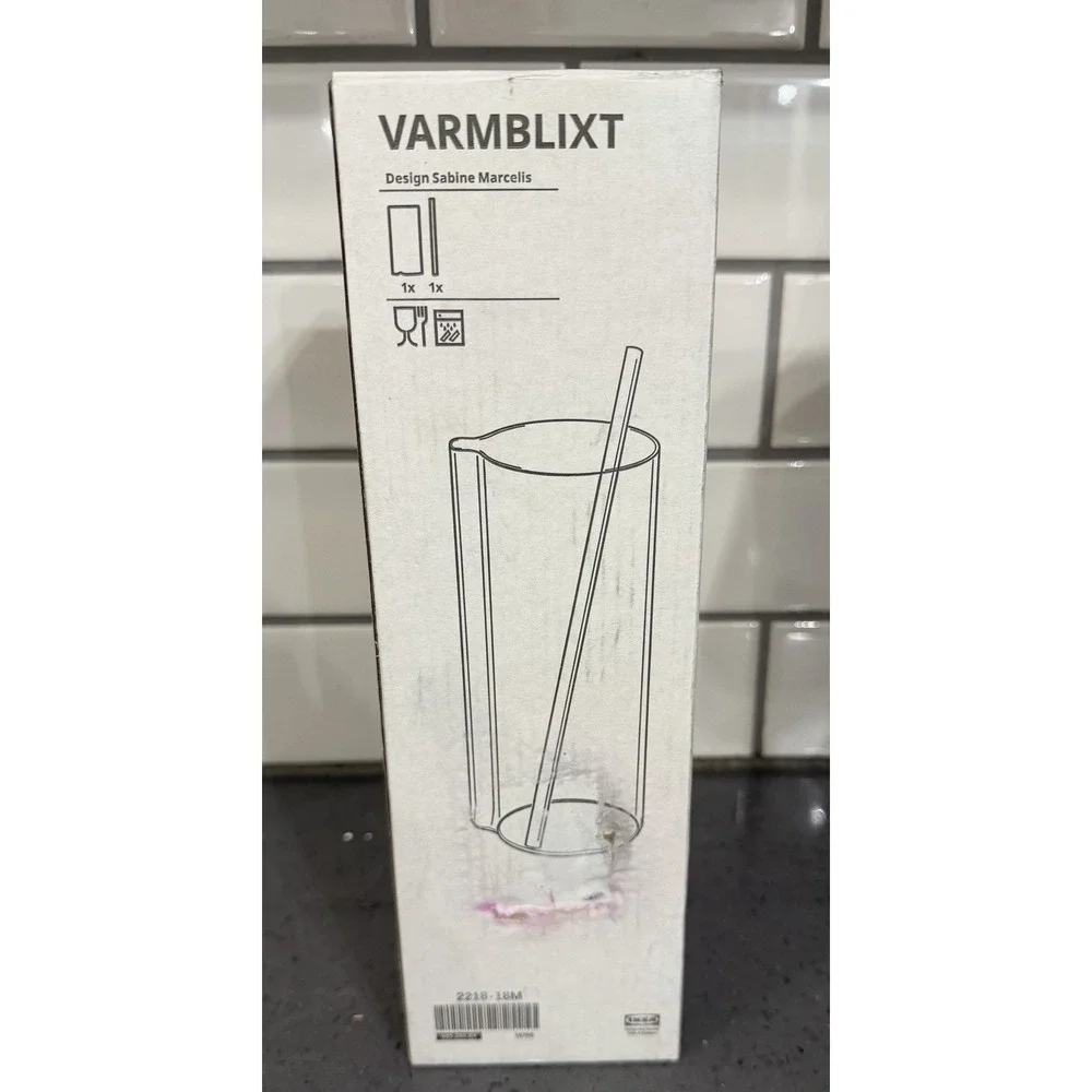NEW Ikea VARMBLIXT‎ Cocktail Pitcher Stirrer Clear Glass Hand Made